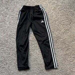 Adidas Kids Black Joggers with White Stripes - boys size 7